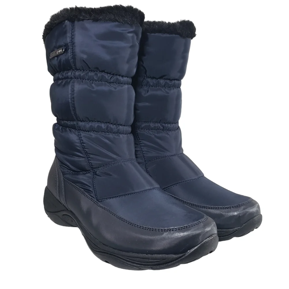 Life Stride Element2 Dark Blue Faux Fur Zip Winter Boots Sz 8M